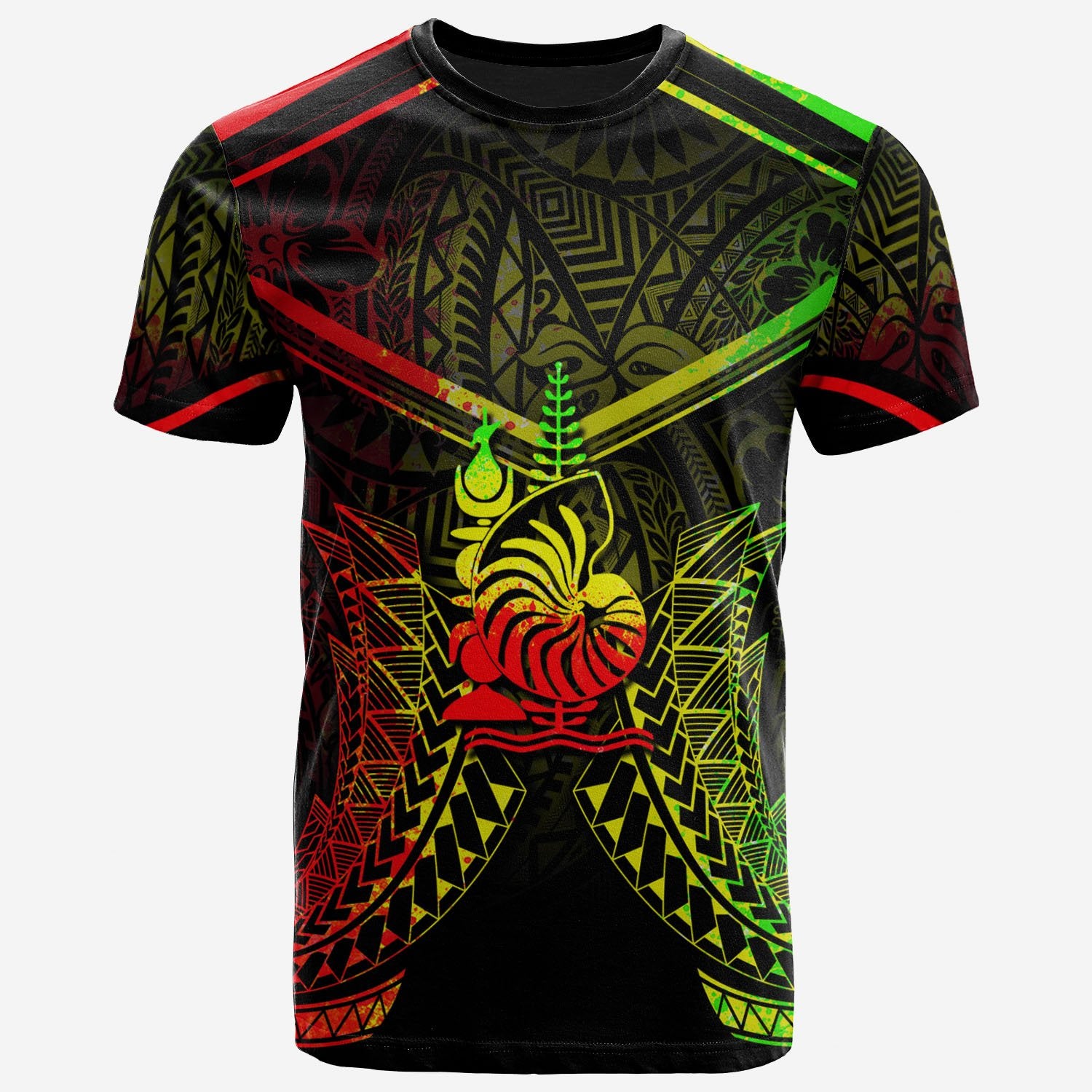 New Caledonia T Shirt New Caledonia Seal With Reggae Line Style Unisex Black - Polynesian Pride