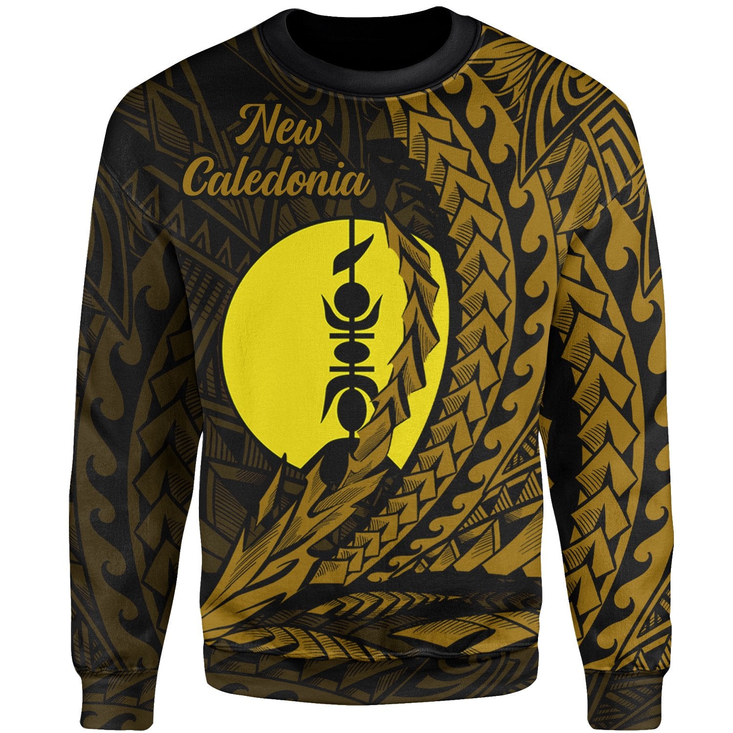 New Caledonia Sweatshirt - Wings Style Gold Color Unisex Gold - Polynesian Pride