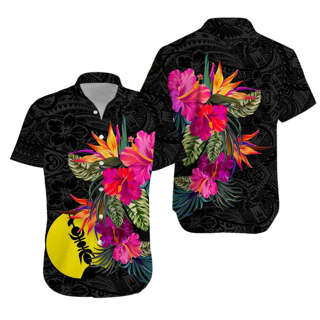 New Caledonia Polynesian Hibiscus Tribal Matching Dress and Hawaiian Shirt LT12 - Polynesian Pride