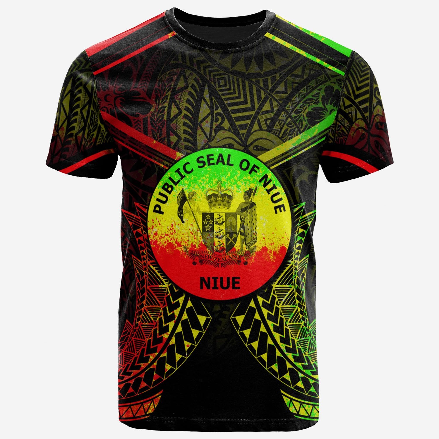 Niue T Shirt Niue Seal With Reggae Line Style Unisex Black - Polynesian Pride