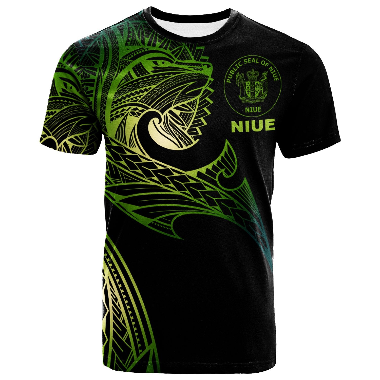 Niue T Shirt Leader Wolf Is You Gradient Color Unisex Black - Polynesian Pride