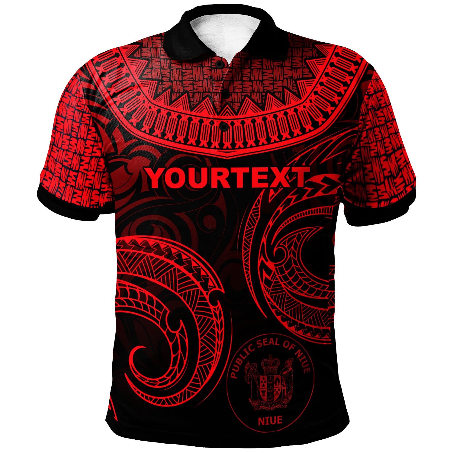 Niue Custom Polo Shirt Unique Serrated Texture Red Unisex Red - Polynesian Pride