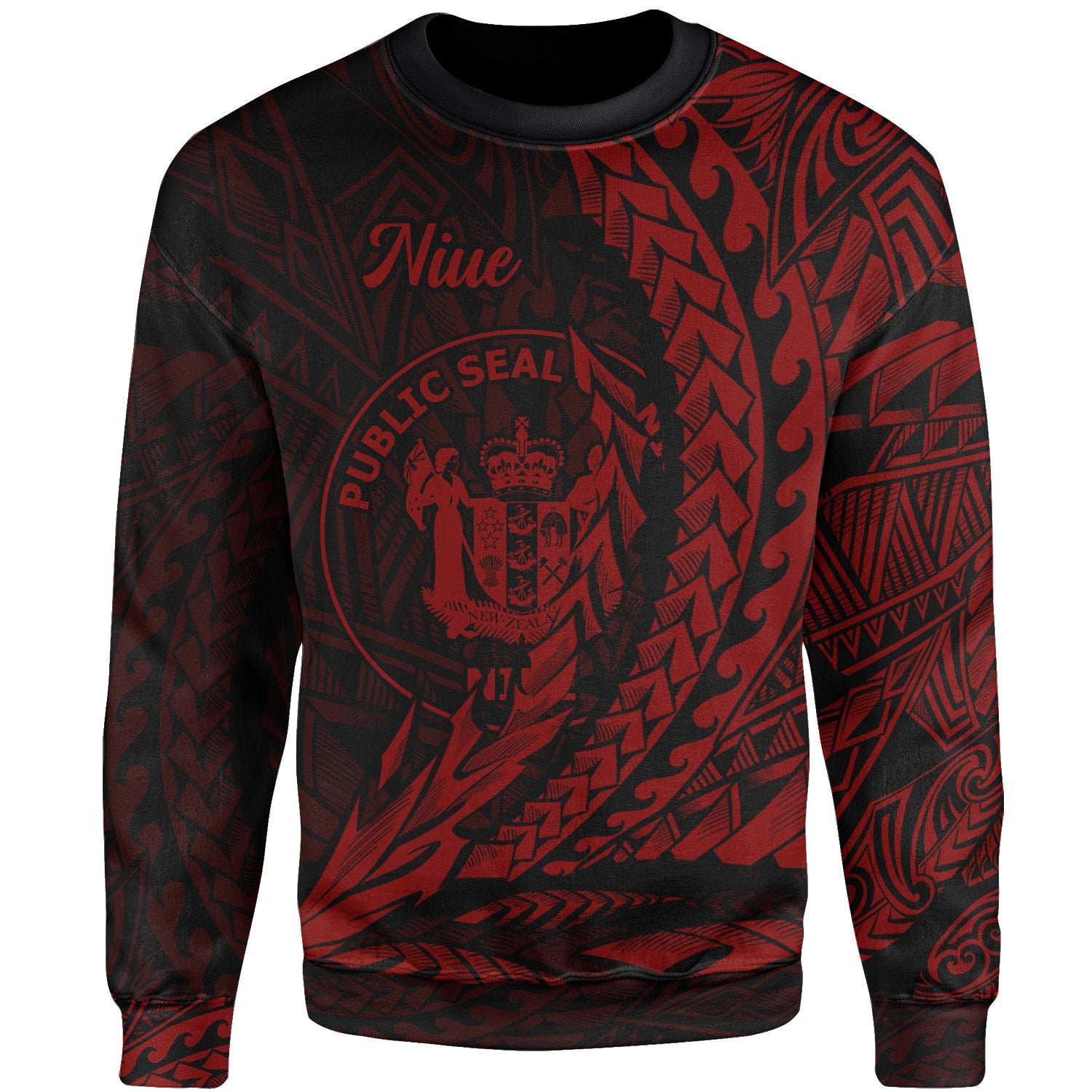 Niue Sweatshirt - Wings Style Red Color Unisex Red - Polynesian Pride