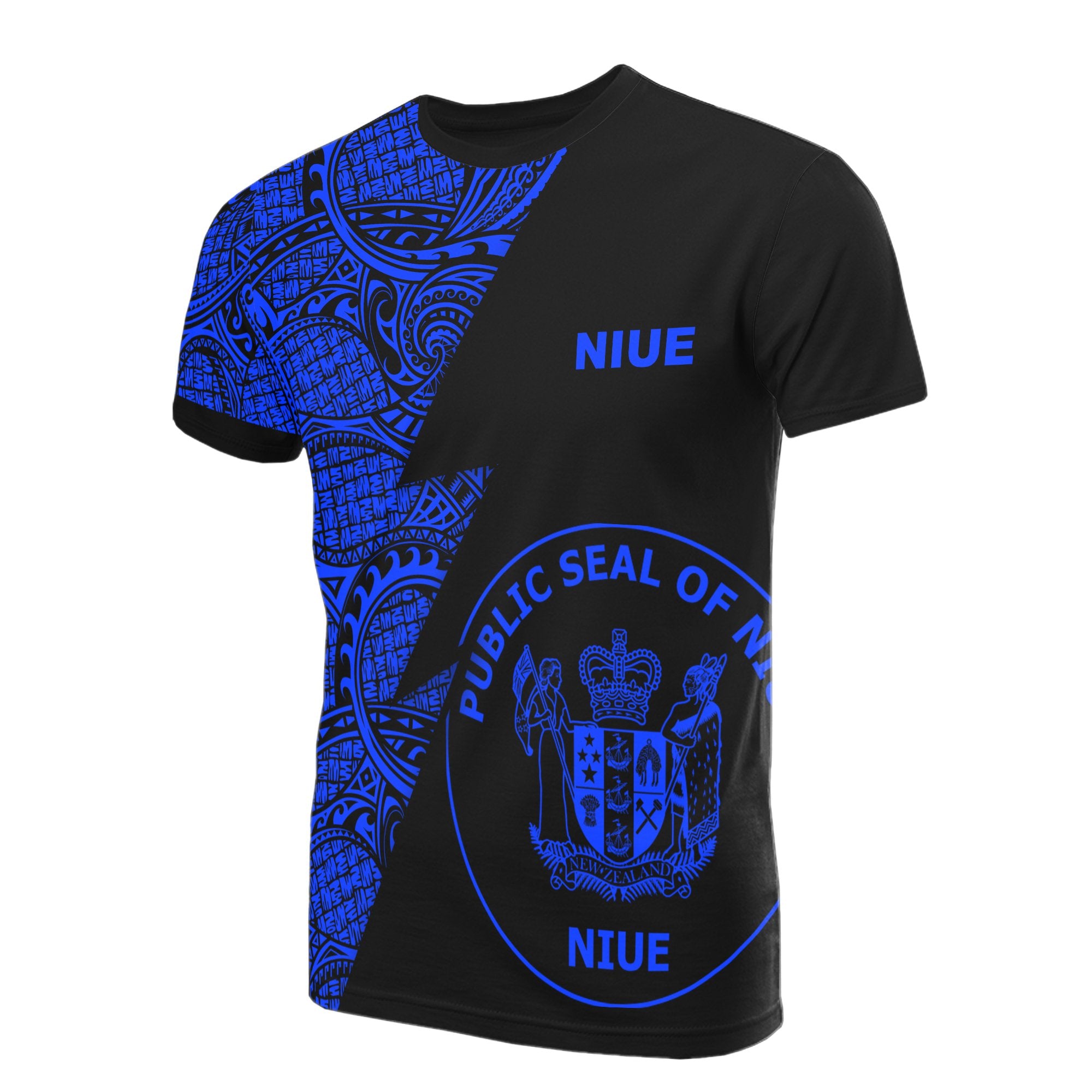 Niue T Shirt Polynesian Pattern Blue Flash Style Unisex Blue - Polynesian Pride