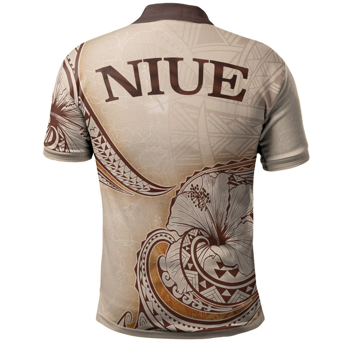 Niue Polo Shirt Hibiscus Flowers Vintage Style - Polynesian Pride