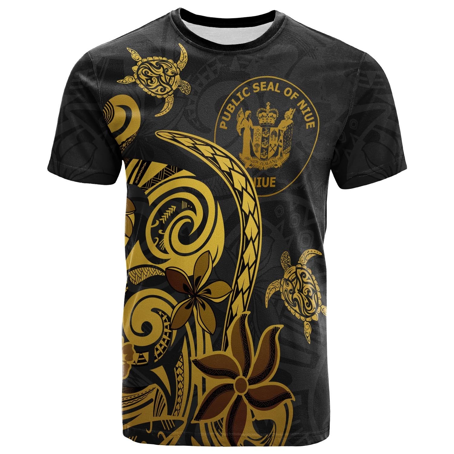 Niue T Shirt Folk Style Unisex Black - Polynesian Pride