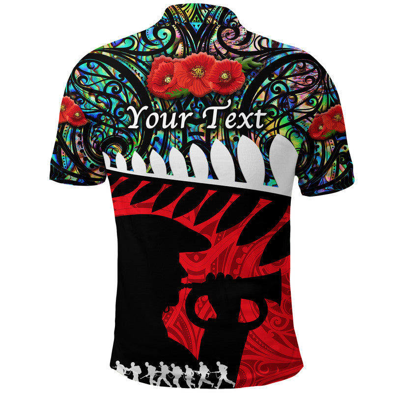 Custom New Zealand Maori ANZAC Polo Shirt Remembrance Soldier Paua Shell LT8 - Polynesian Pride