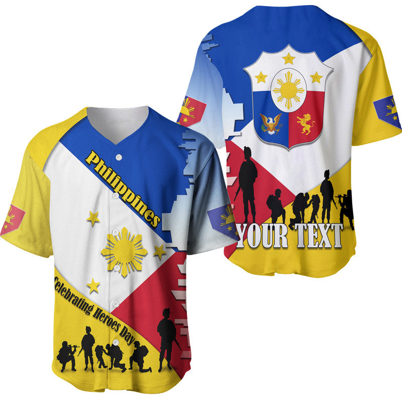 (Custom Personalised) Philippines Baseball Jersey Celebrating Heroes Day LT9 Yellow - Polynesian Pride