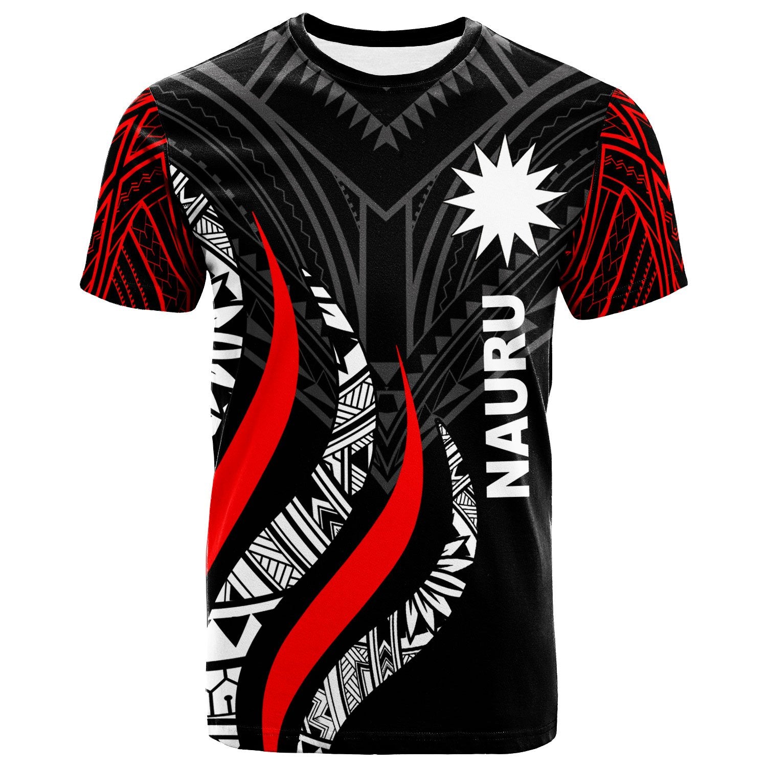 Nauru T Shirt Nauru Strong Fire Pattern Red Unisex Red - Polynesian Pride