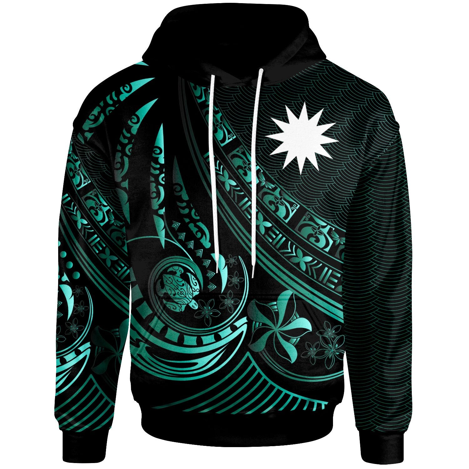 Nauru Hoodie The Flow of The Ocean Unisex Green - Polynesian Pride