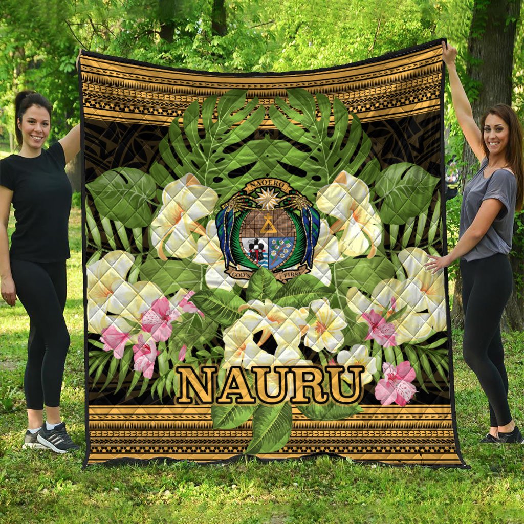 Nauru Premium Quilt - Polynesian Gold Patterns Collection Black - Polynesian Pride