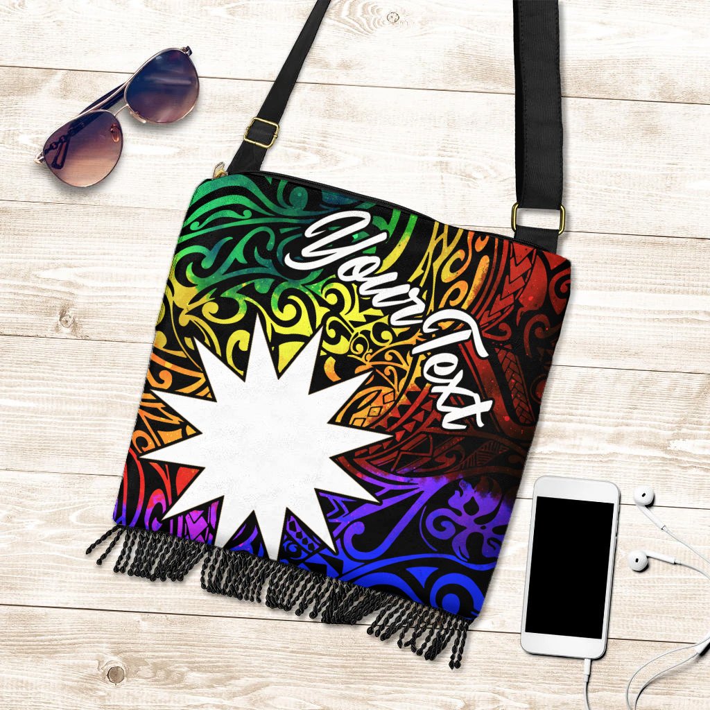 Nauru Custom Personalised Boho Handbag - Rainbow Polynesian Pattern One Style One Size Rainbow - Polynesian Pride