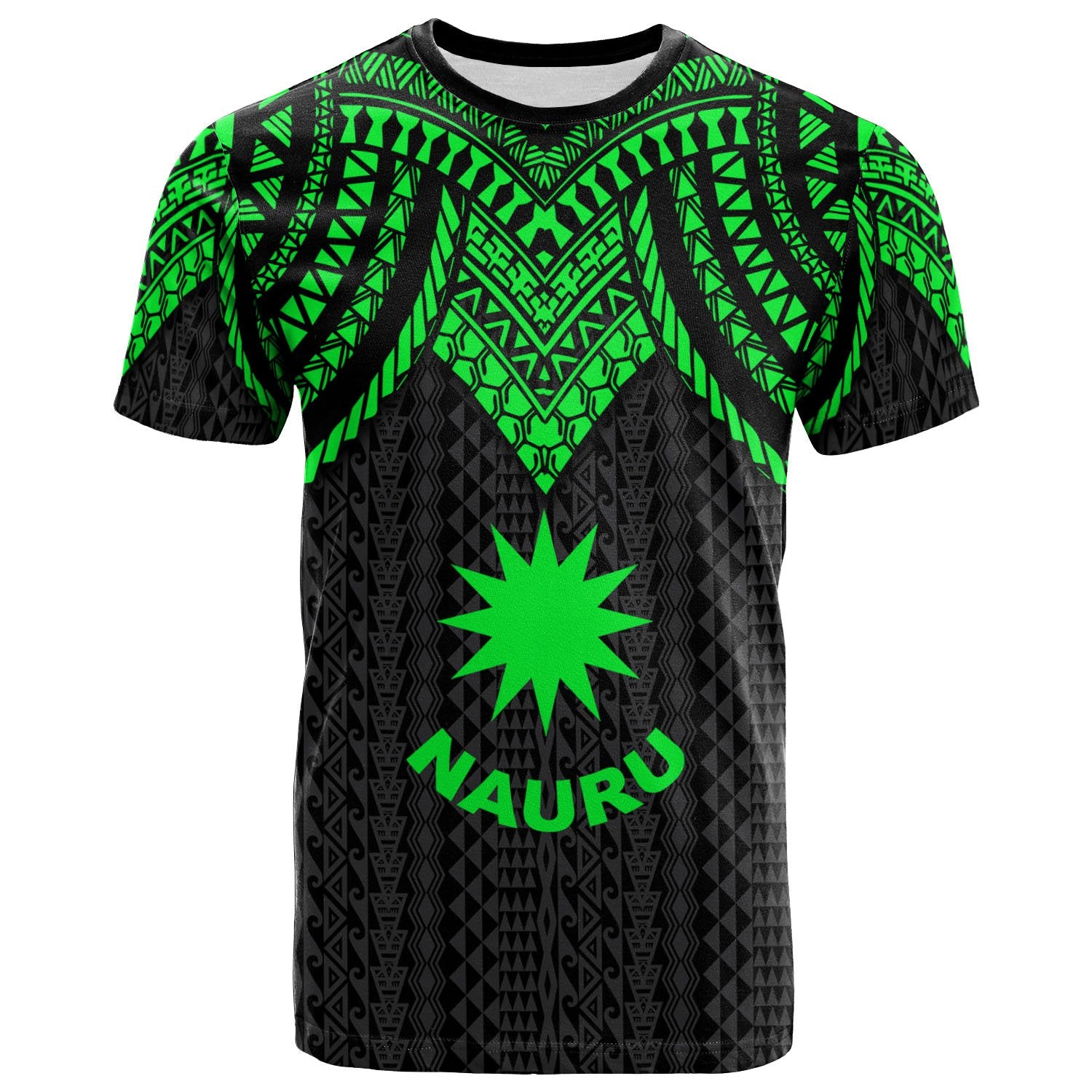 Nauru T Shirt Polynesian Armor Style Green Unisex Art - Polynesian Pride