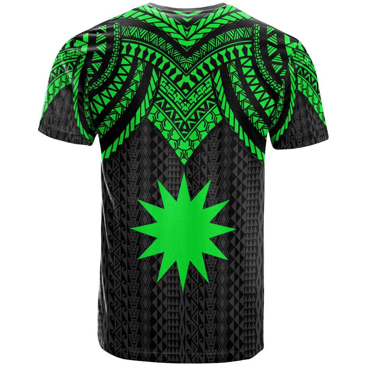 Nauru Custom T Shirt Polynesian Armor Style Green - Polynesian Pride
