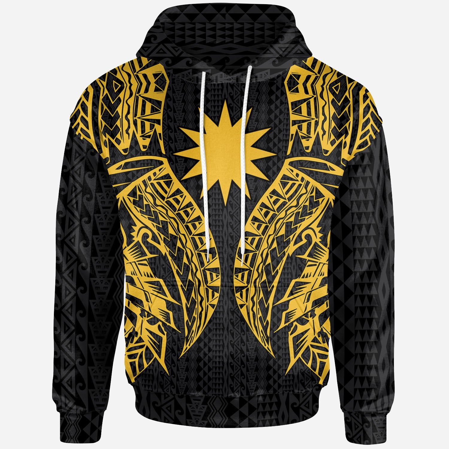 Nauru Hoodie Polynesian Lion Head Gold Style Unisex Gold - Polynesian Pride