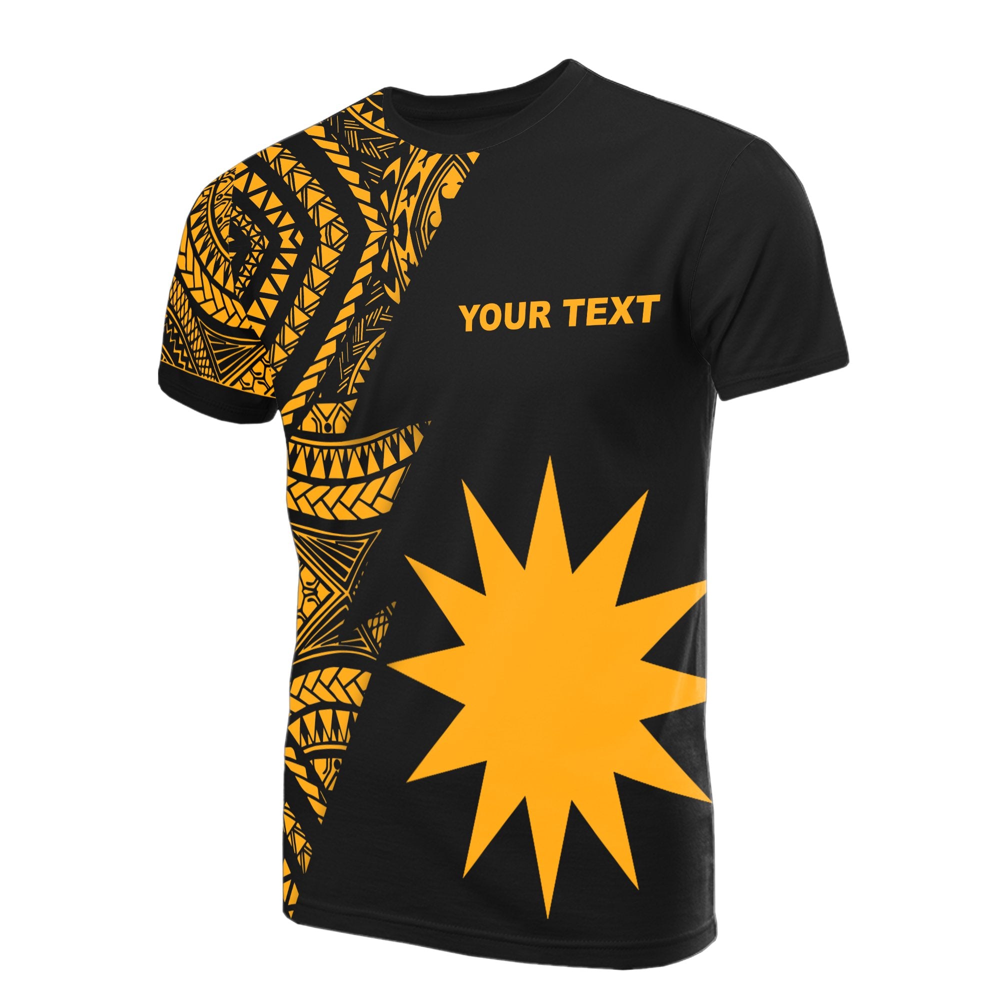 Nauru Custom T Shirt Micronesian Pattern Gold Style Unisex Gold - Polynesian Pride