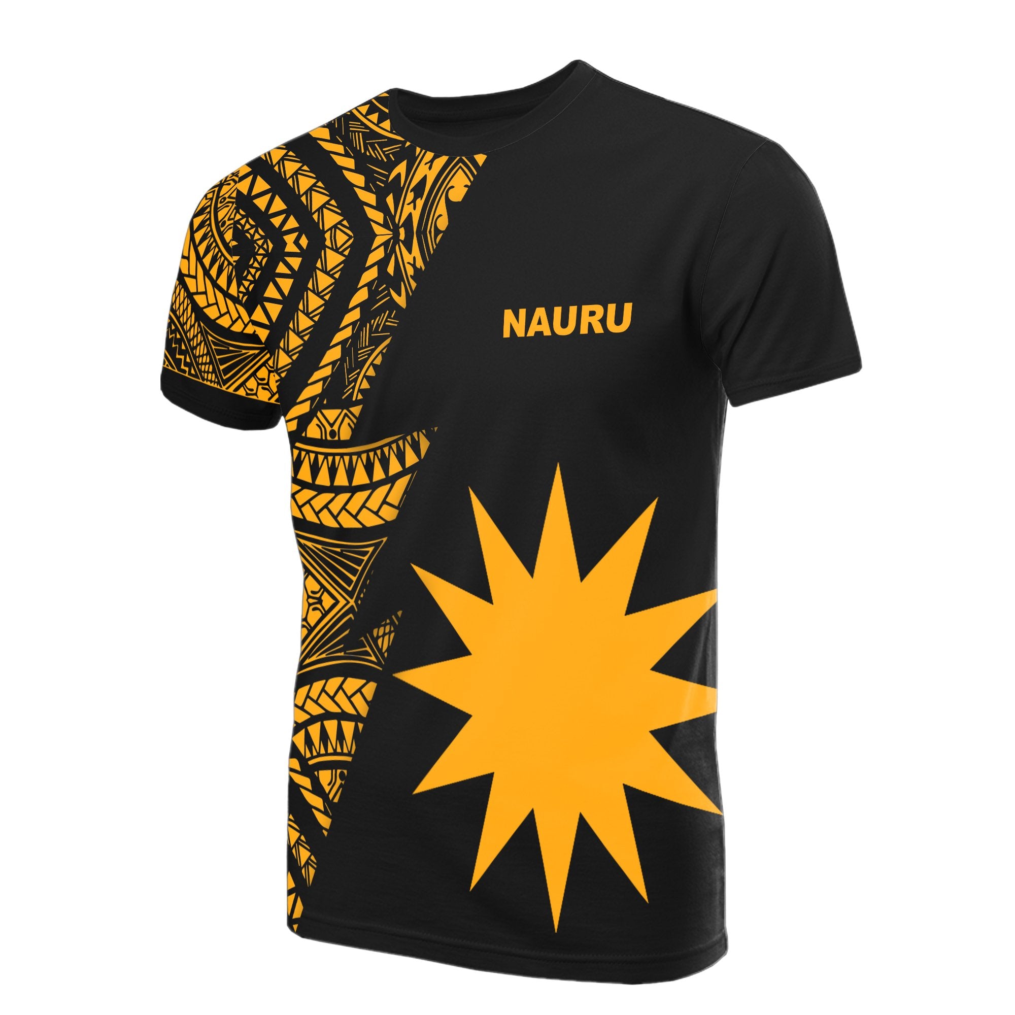 Nauru T Shirt Micronesian Pattern Gold Flash Style Unisex Gold - Polynesian Pride