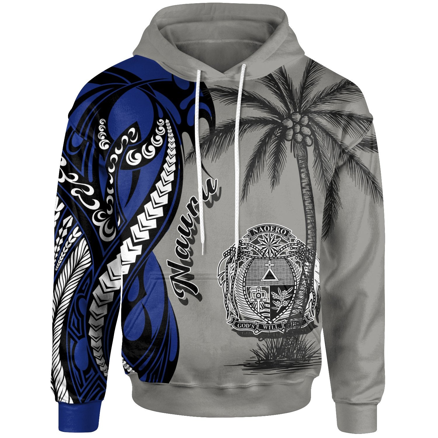 Nauru Zip up Hoodie Classical Coconut Tree Unisex Gray - Polynesian Pride