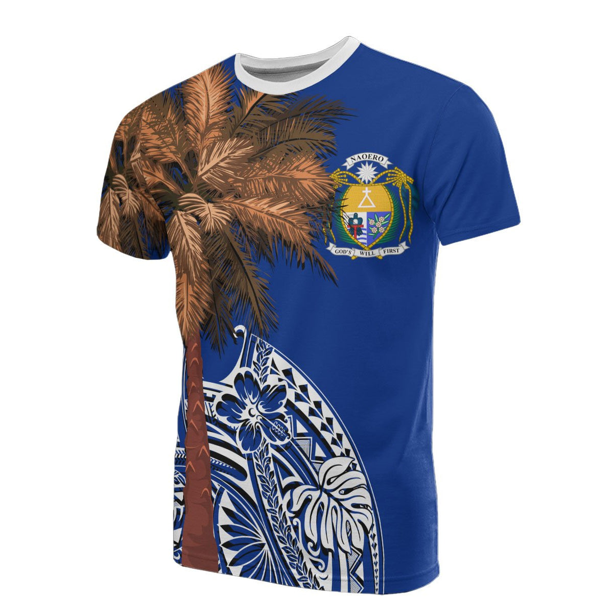 Nauru Islands All T Shirt Polynesian Palm Tree Flag Unisex Blue - Polynesian Pride