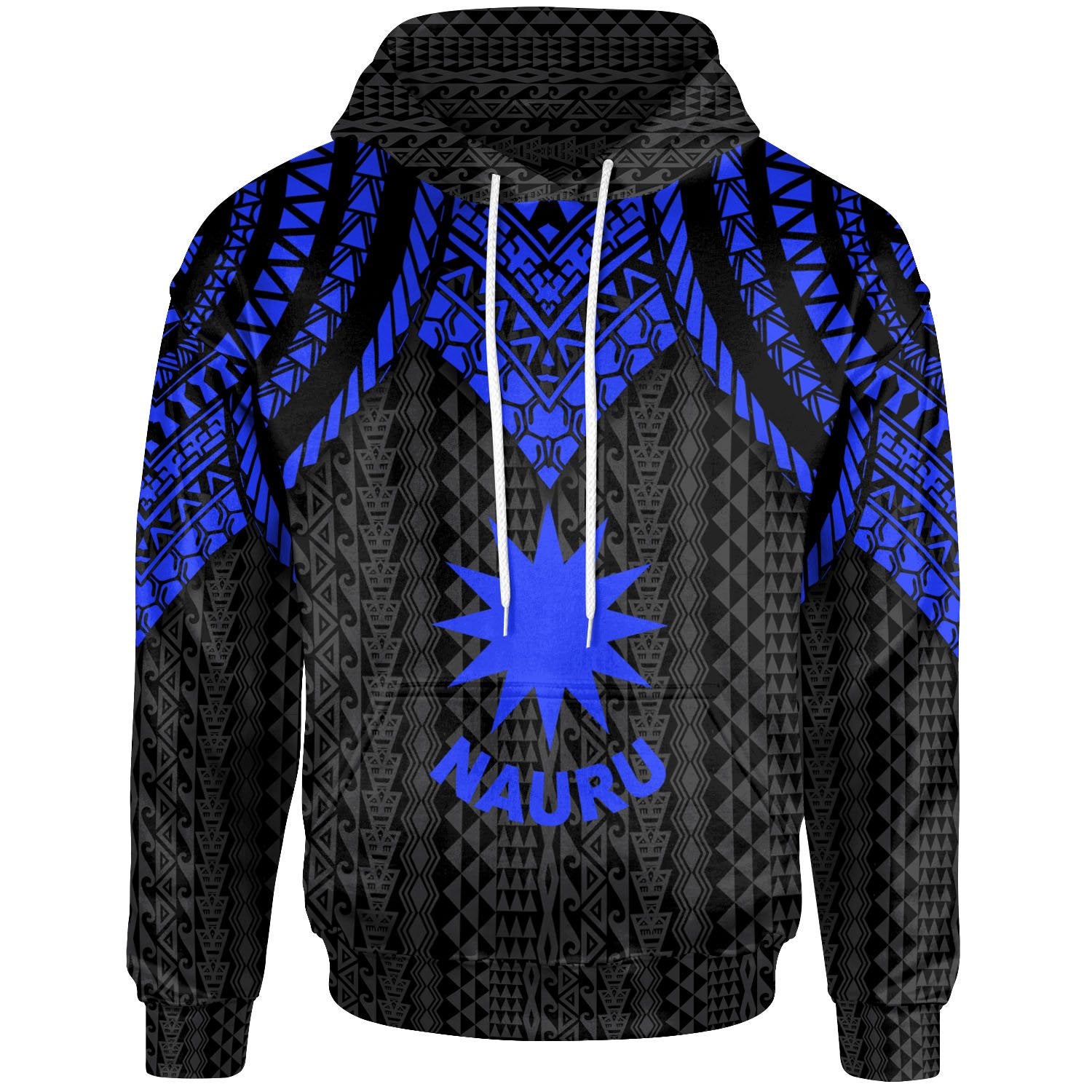 Nauru Hoodie Polynesian Armor Style Blue Unisex Blue - Polynesian Pride