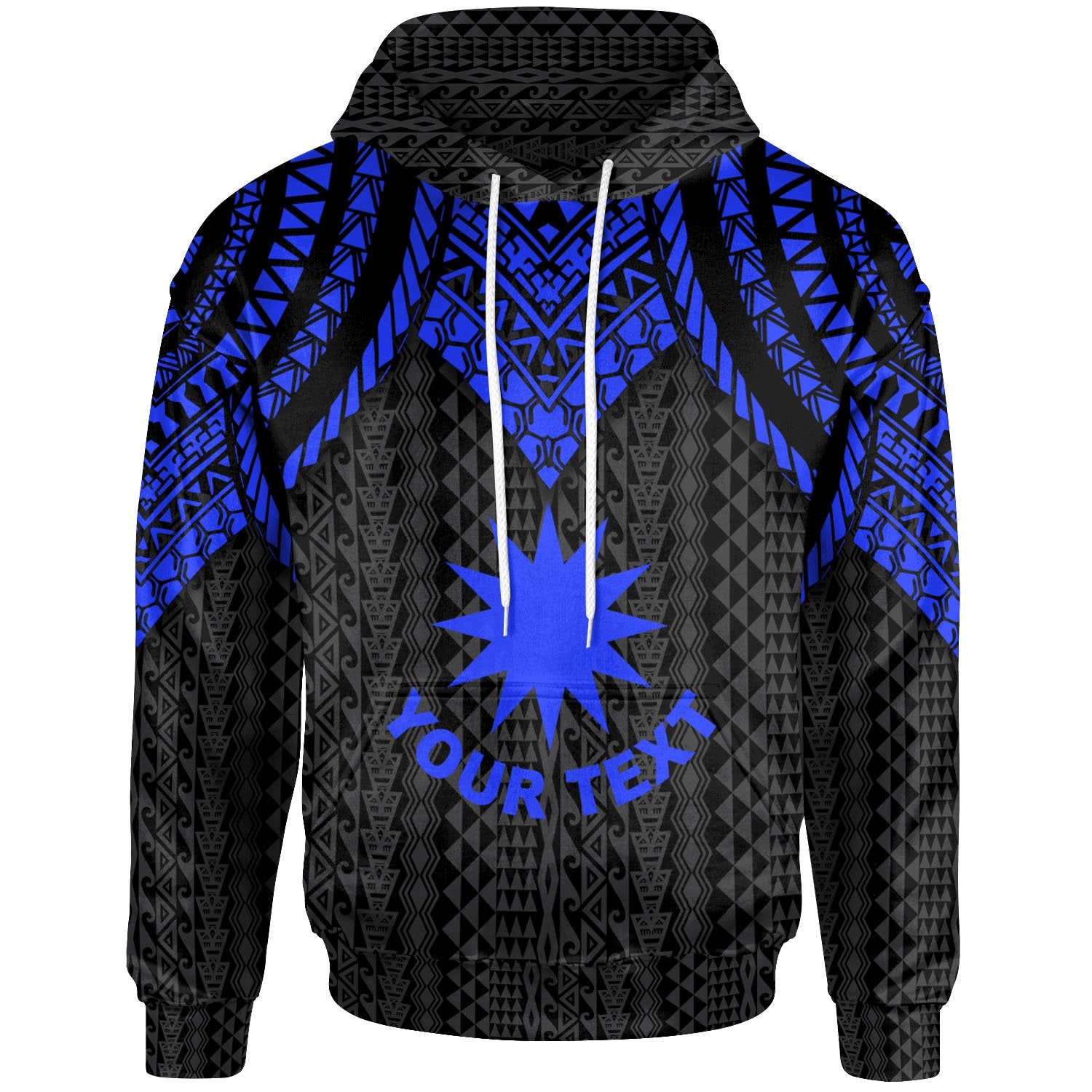 Nauru Custom Hoodie Polynesian Armor Style Blue Unisex Blue - Polynesian Pride