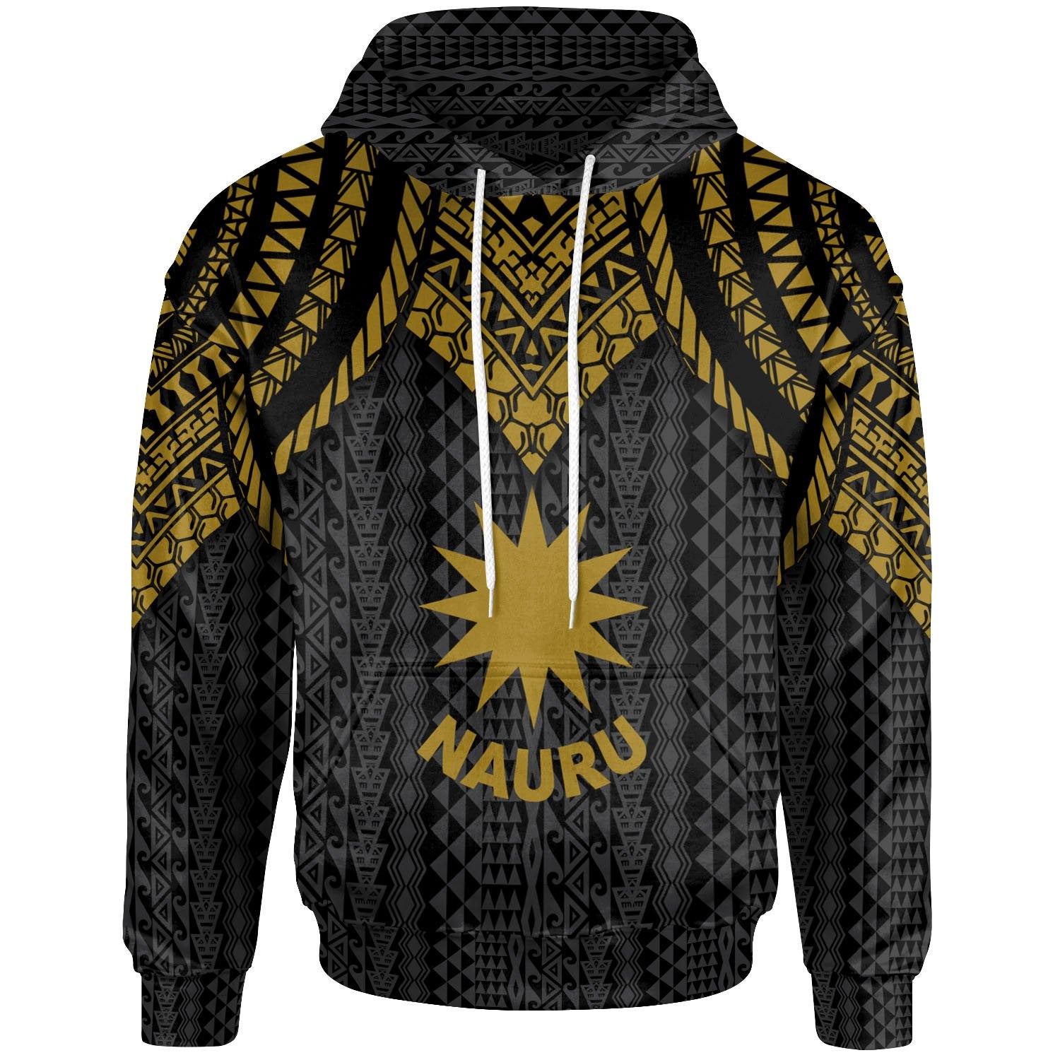 Nauru Hoodie Polynesian Armor Style Gold Unisex Gold - Polynesian Pride