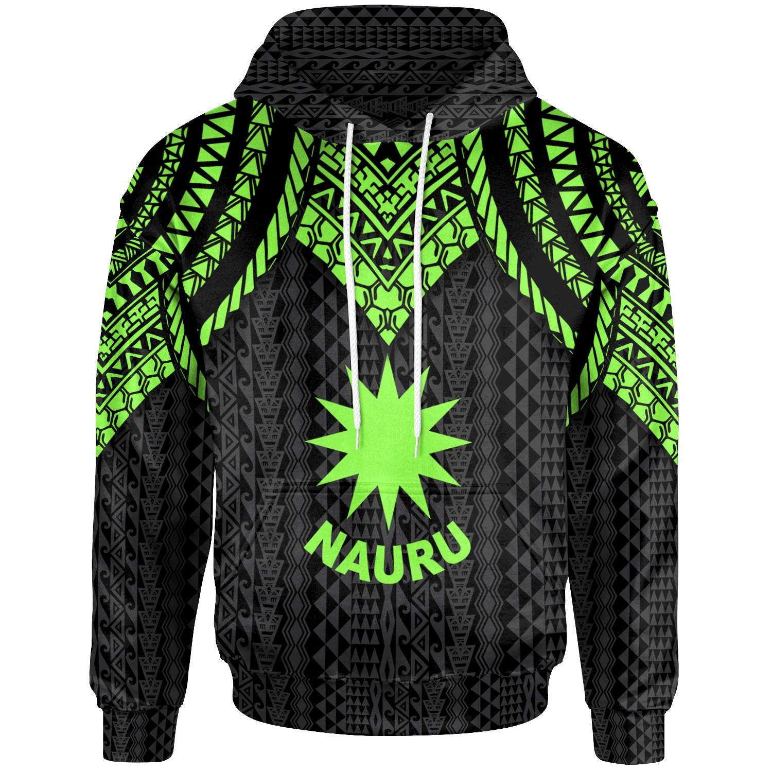 Nauru Hoodie Polynesian Armor Style Green Unisex Green - Polynesian Pride