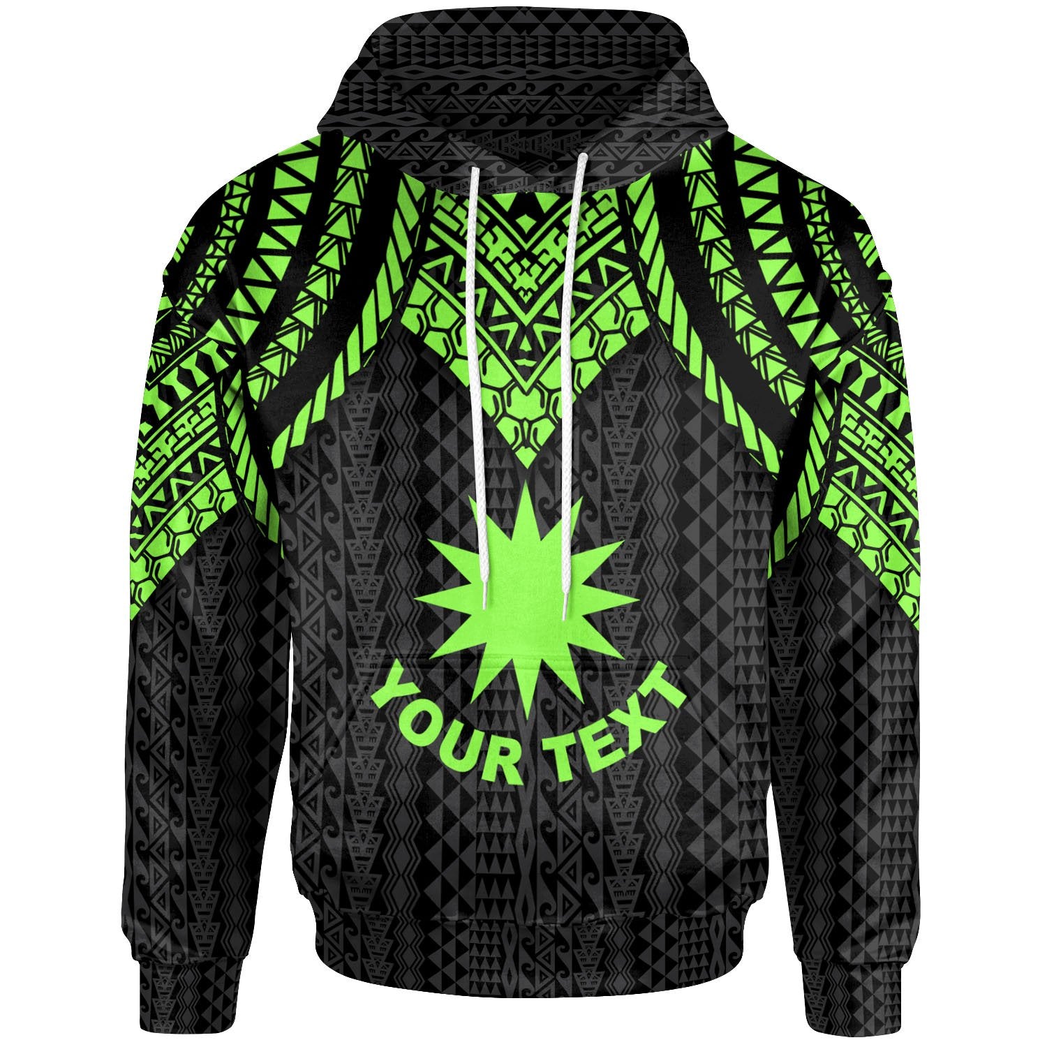 Nauru Custom Hoodie Polynesian Armor Style Green Unisex Green - Polynesian Pride