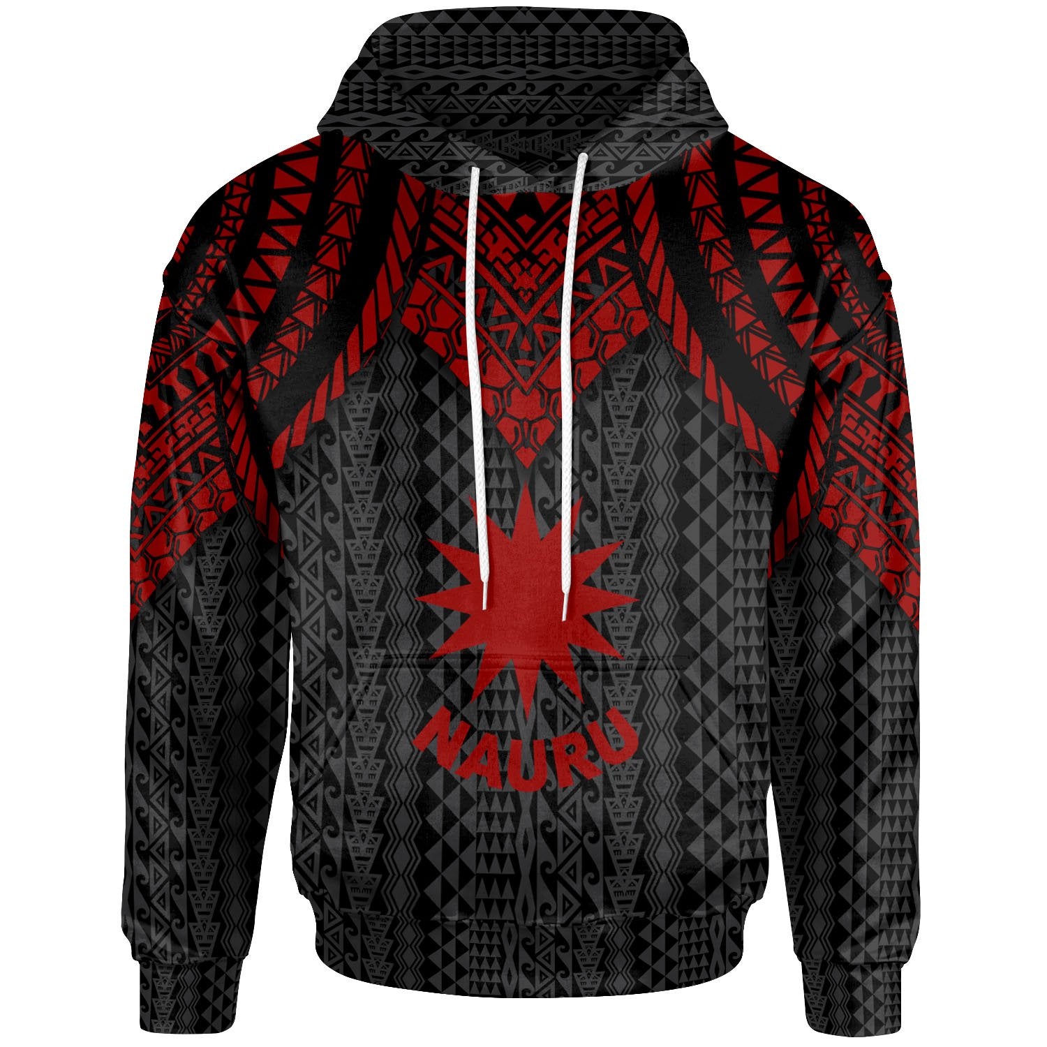 Nauru Hoodie Polynesian Armor Style Red Unisex Red - Polynesian Pride