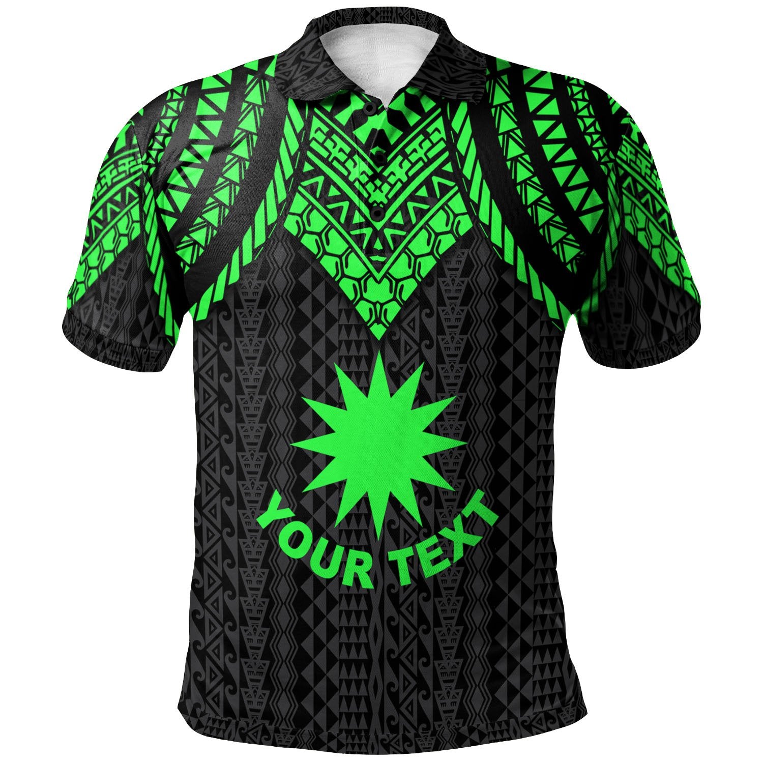 Nauru Custom Polo Shirt Polynesian Armor Style Green Unisex Green - Polynesian Pride