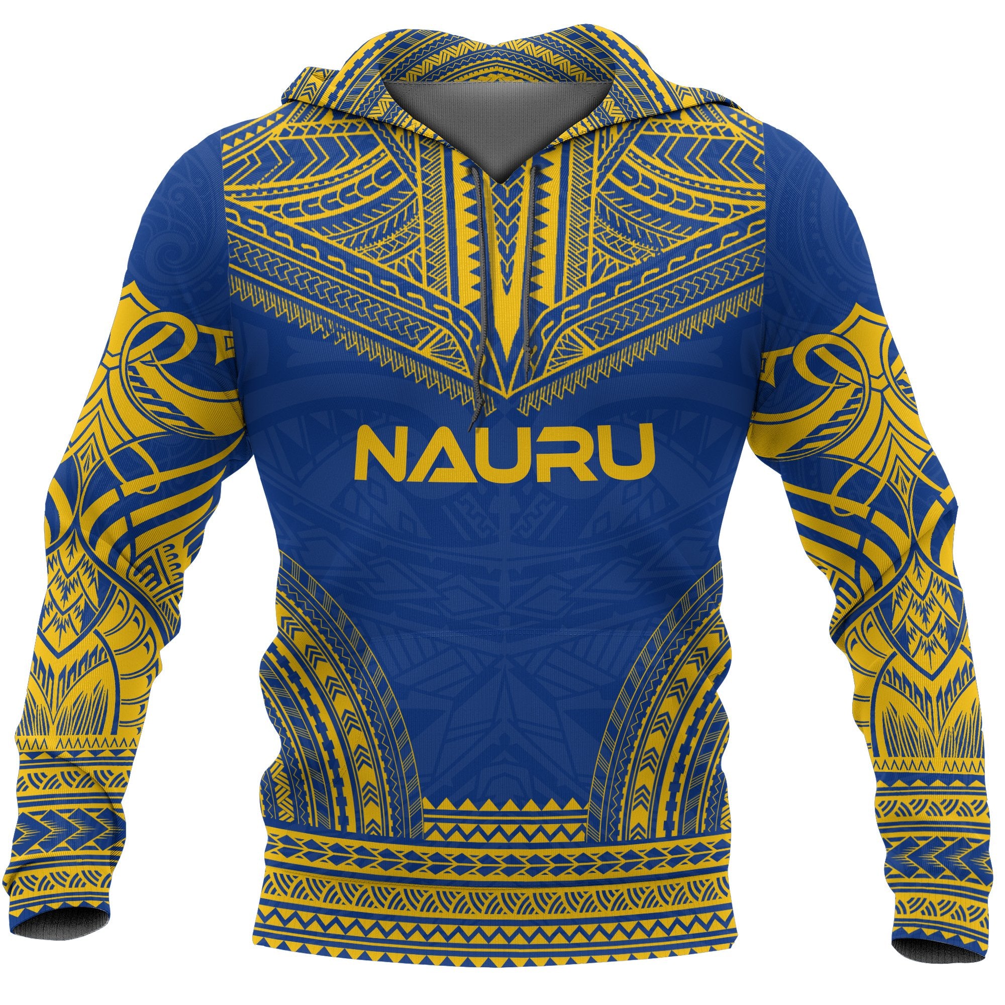 Nauru Polynesian Chief Hoodie Unisex Blue-Yellow - Polynesian Pride