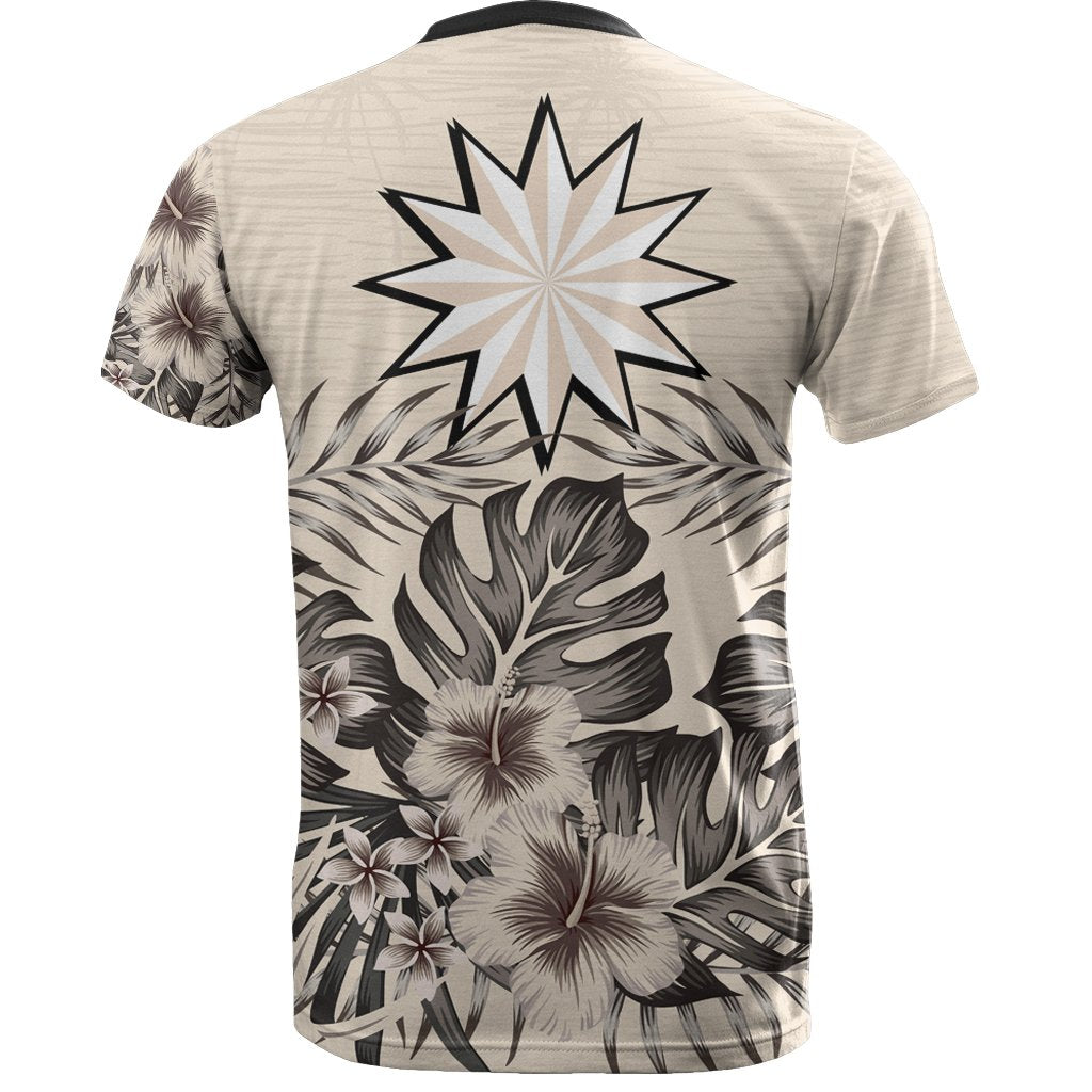 Nauru T Shirt Nauru Coat Of Arms Beige Hibiscus - Polynesian Pride