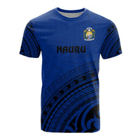 Nauru All Over T Shirt Nauru Coat Of Arms Polynesian Tribal Blue Version Unisex Blue - Polynesian Pride