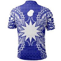 Nauru Polo Shirt Nauru Flag Map Polynesian Tattoo Blue - Polynesian Pride