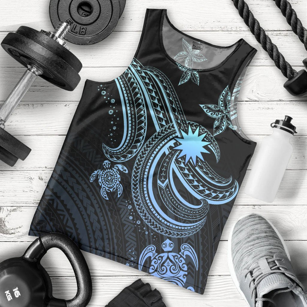 NauruCustom Personalised Men's Tank Top - Blue Turtle Blue - Polynesian Pride