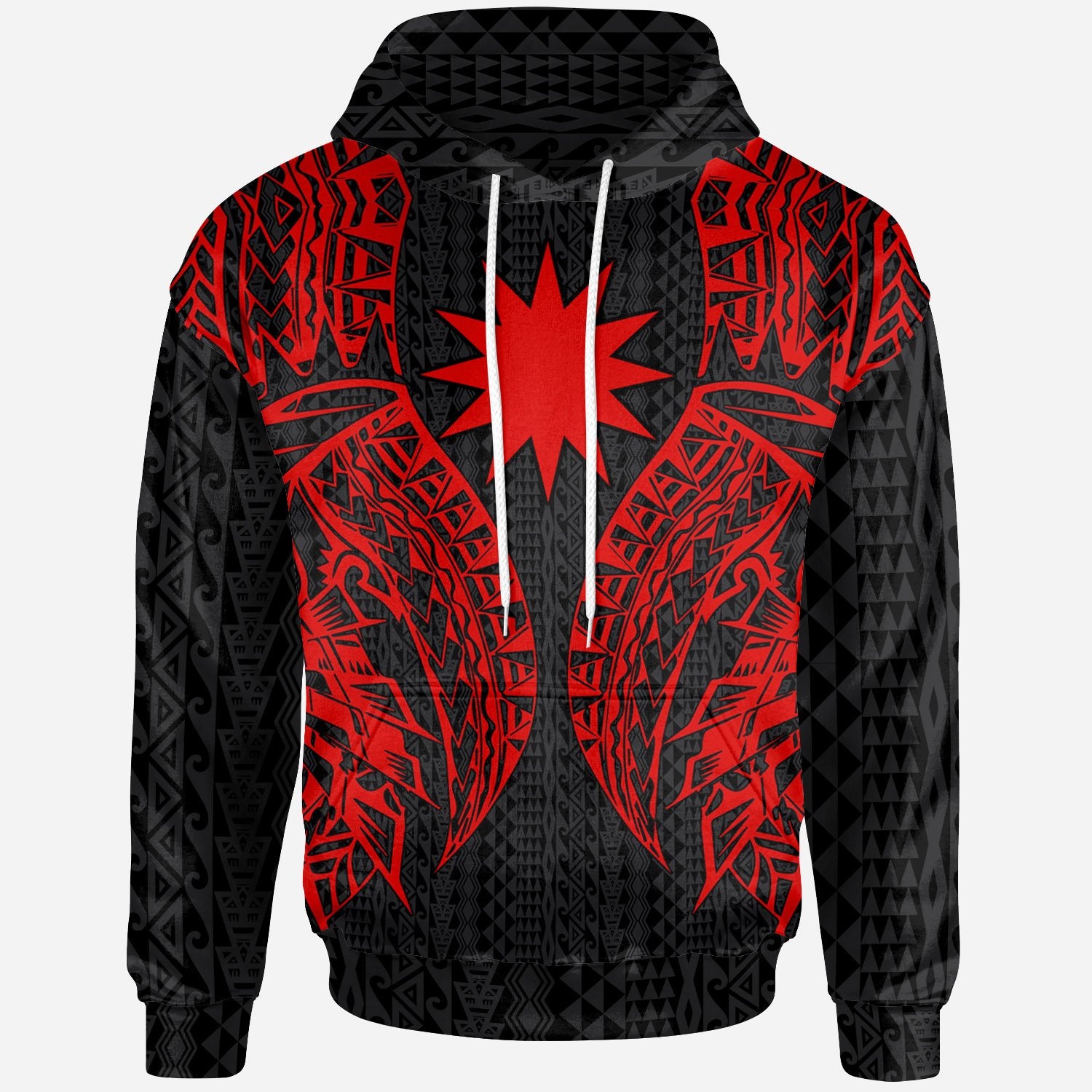 Nauru Hoodie Polynesian Lion Head Red Style Unisex Red - Polynesian Pride