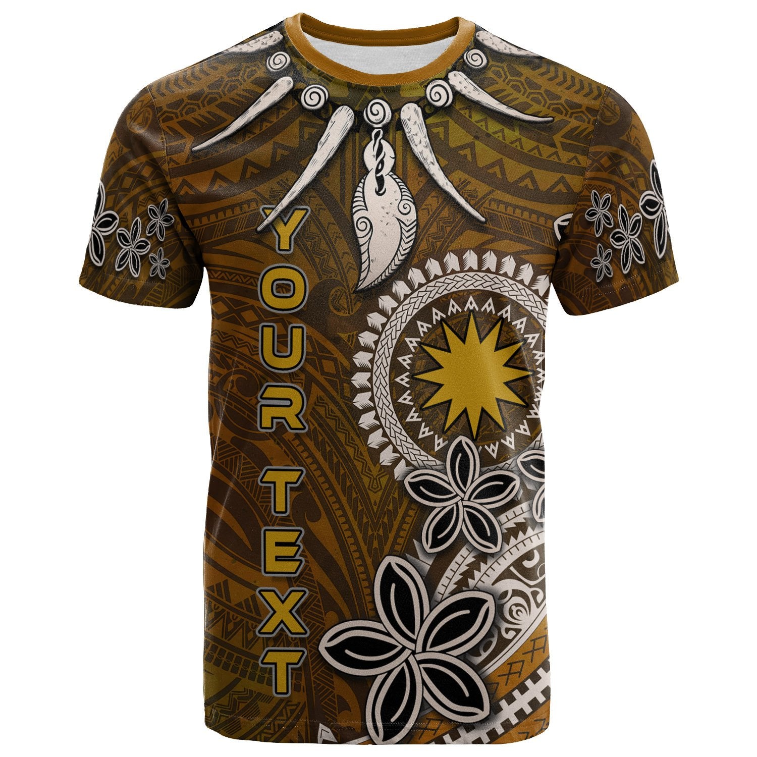 Nauru Custom T Shirt Polynesian Boar Tusk Unisex Brown - Polynesian Pride