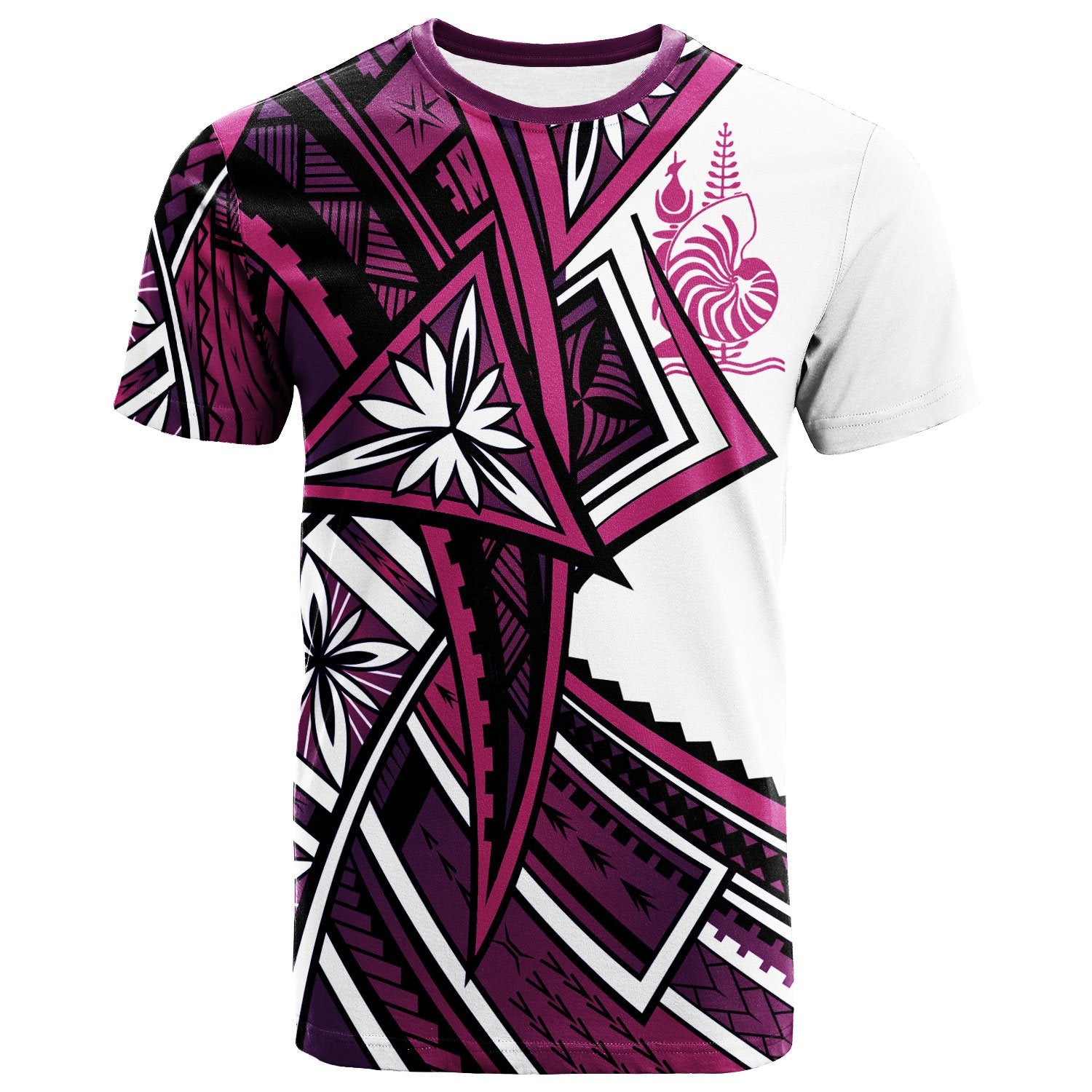 New Caledonia T Shirt Tribal Flower Special Pattern Purple Color Unisex Purple - Polynesian Pride