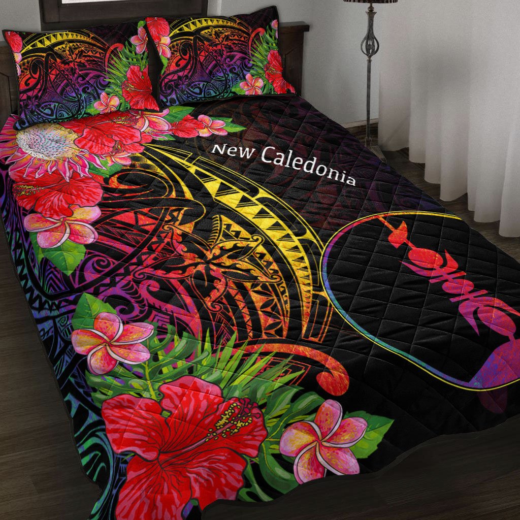 New Caledonia Quilt Bed Set - Tropical Hippie Style Black - Polynesian Pride