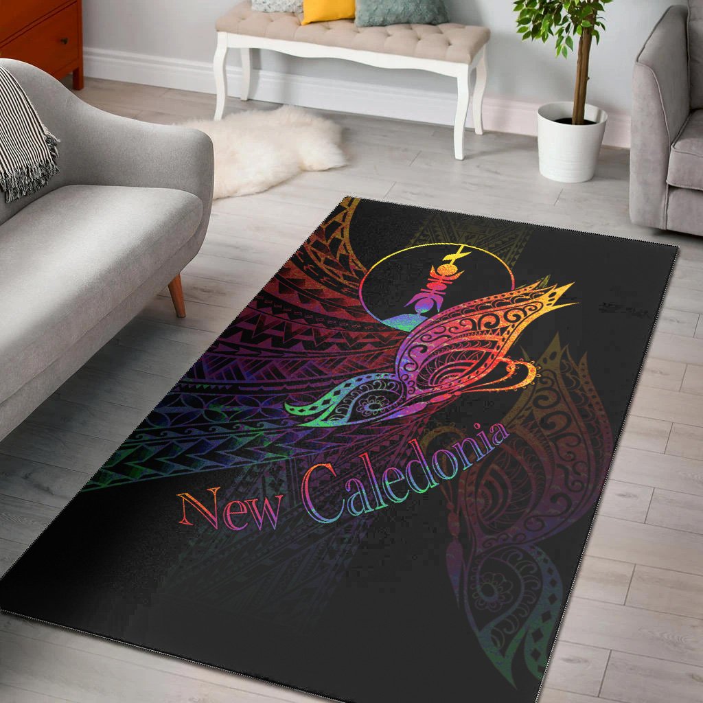 New Caledonia Area Rug - Butterfly Polynesian Style Black - Polynesian Pride