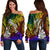 New Caledonia Custom Personalised Women's Off Shoulder Sweater - Rainbow Polynesian Pattern Art - Polynesian Pride