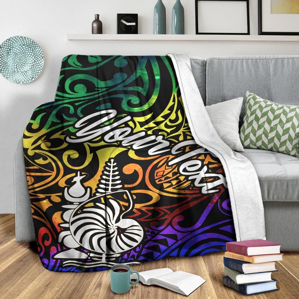 New Caledonia Custom Personalised Premium Blanket - Rainbow Polynesian Pattern - Polynesian Pride