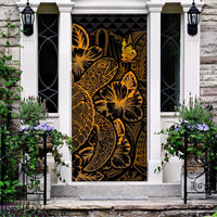New Caledonia Door Cover Turtle Hibiscus Gold Gold - Polynesian Pride