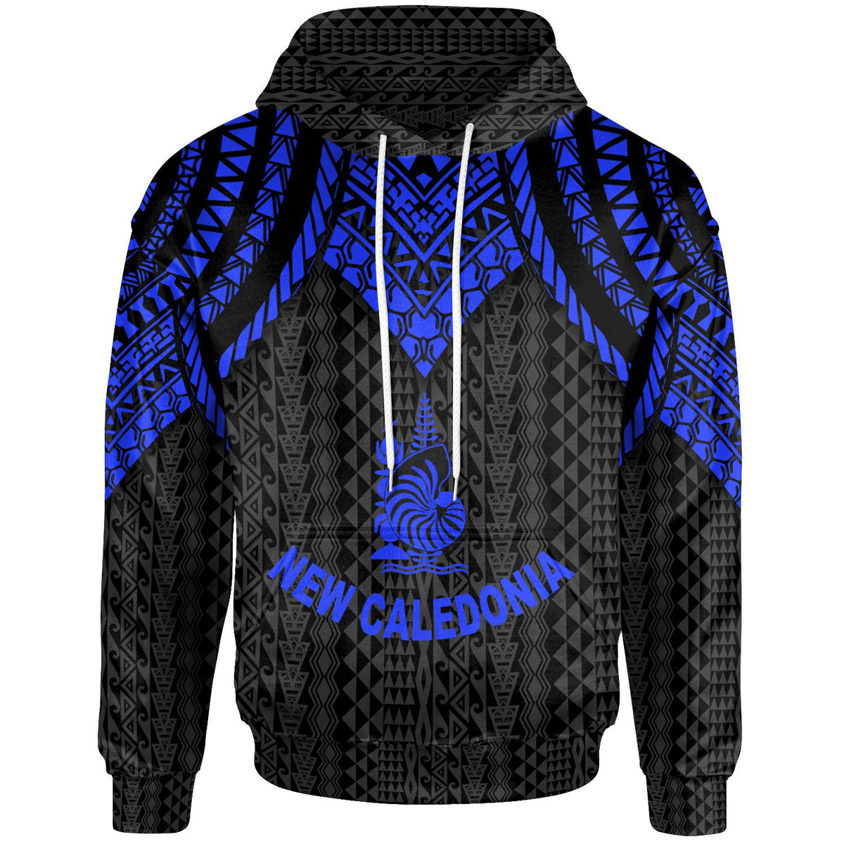 New Caledonia Hoodie Polynesian Armor Style Blue Unisex Blue - Polynesian Pride