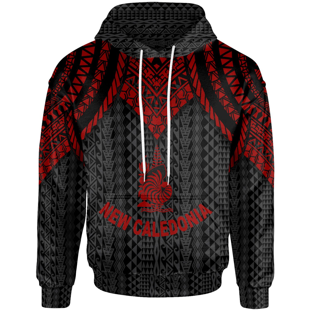 New Caledonia Hoodie Polynesian Armor Style Red Unisex Red - Polynesian Pride