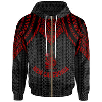 New Caledonia Zip up Hoodie Polynesian Armor Style Red Unisex Red - Polynesian Pride