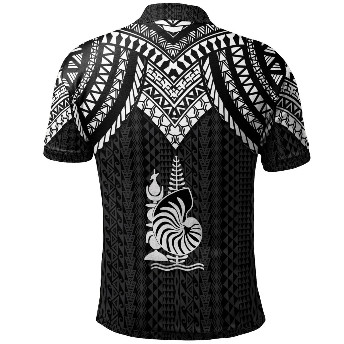 New Caledonia Custom Polo Shirt Polynesian Armor Style Black - Polynesian Pride