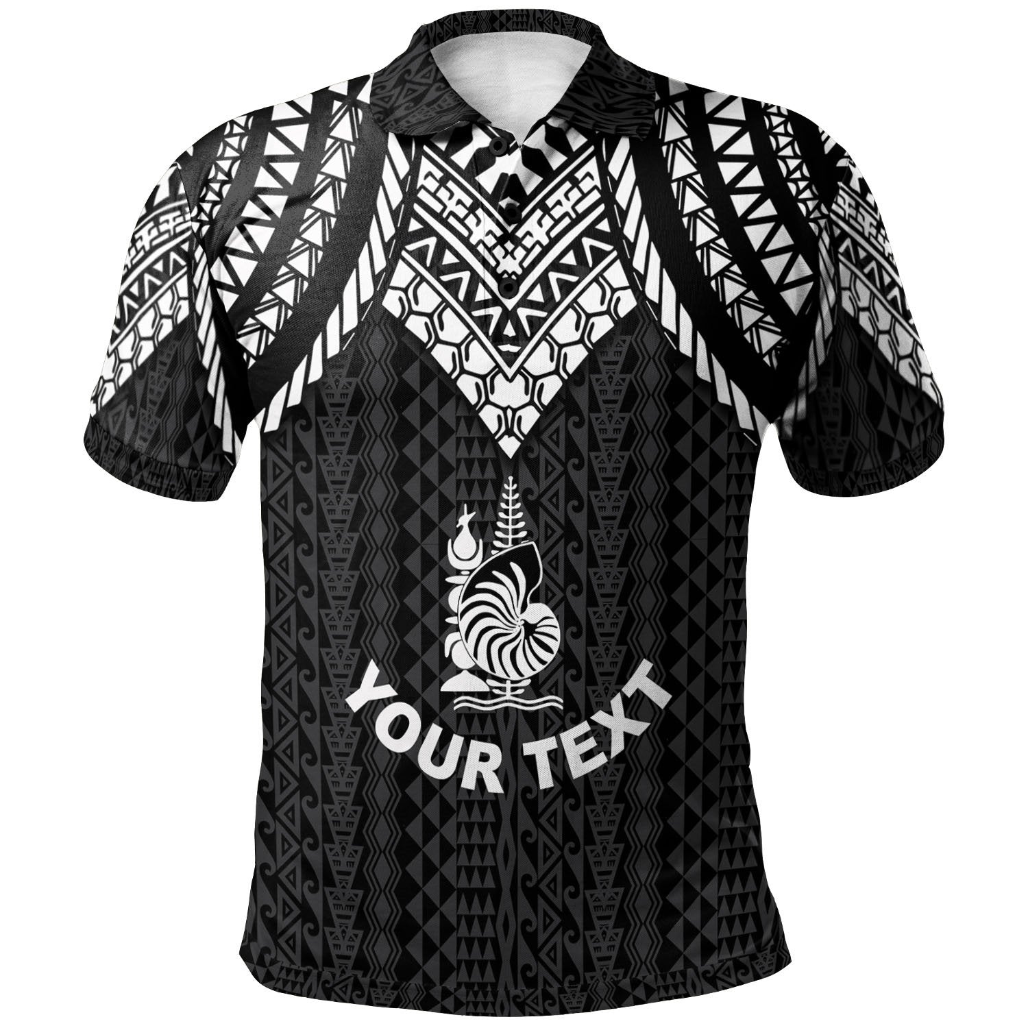 New Caledonia Custom Polo Shirt Polynesian Armor Style Black Unisex Black - Polynesian Pride