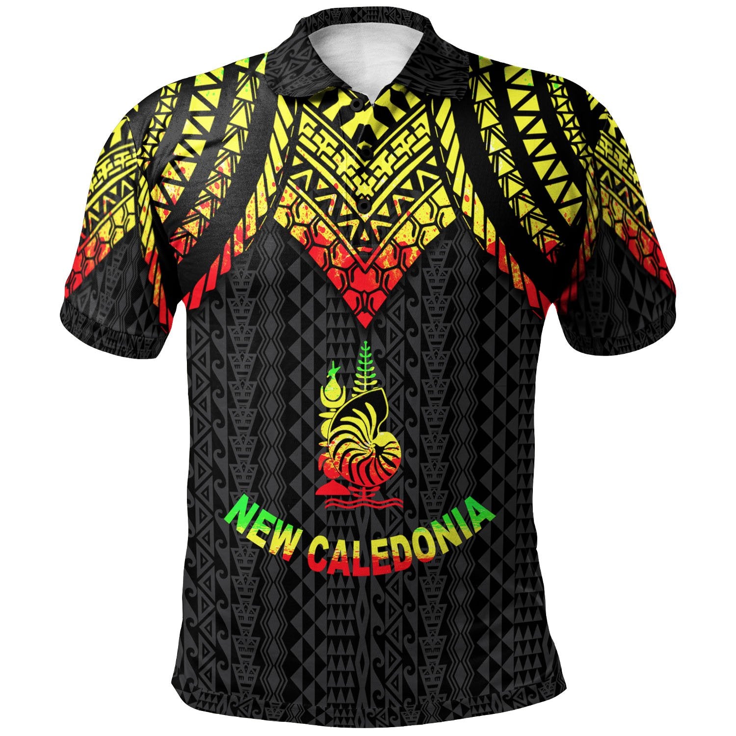 New Caledonia Polo Shirt Polynesian Armor Style Reagge Unisex Reggae - Polynesian Pride