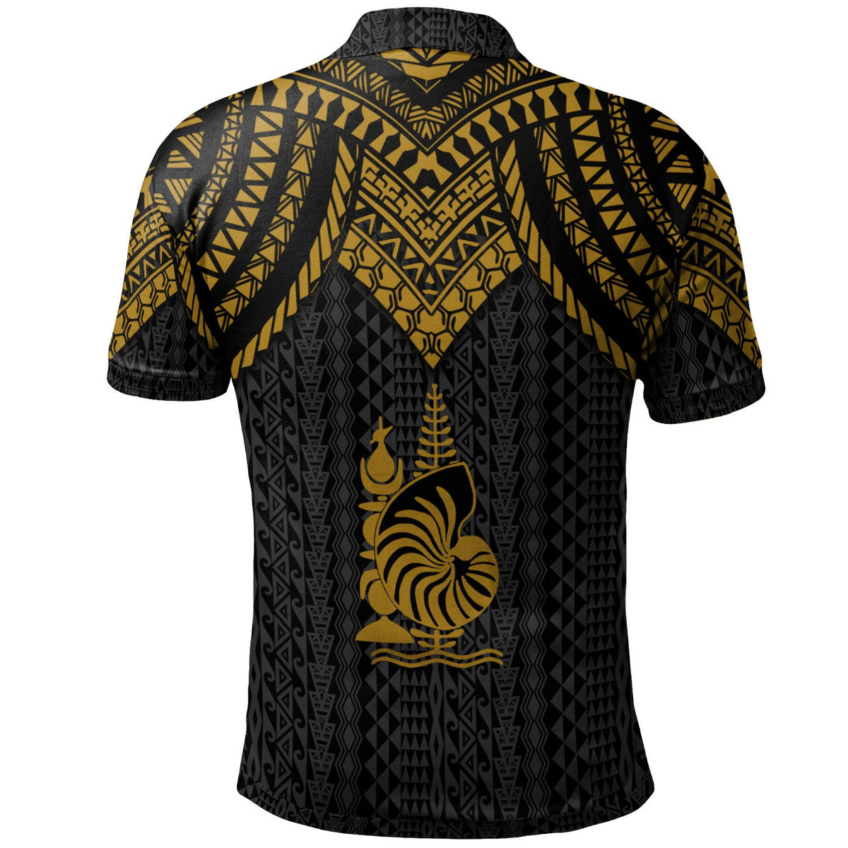 New Caledonia Custom Polo Shirt Polynesian Armor Style Gold - Polynesian Pride